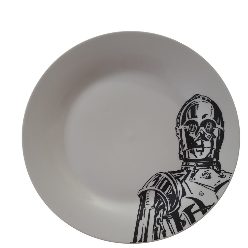 Star Wars C-3PO Ceramic Plate Black White Graphic Comic Zak Designs 2015